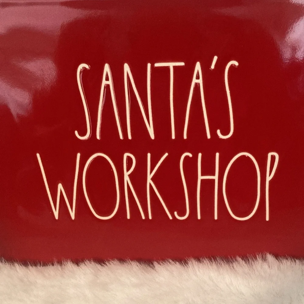 Rae Dunn Santa’s Workshop Ceramic Hanging Sign